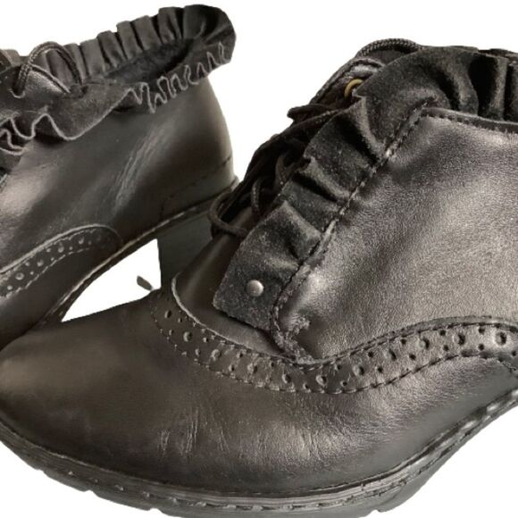 RIEKER BLACK LEATHER LACE UP ANKLE BOOT SIZE 36 - Picture 12 of 13